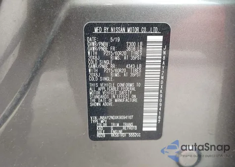 2019 Nissan Armada Sl из США, поврежденный, VIN JN8AY2NDXK9094167